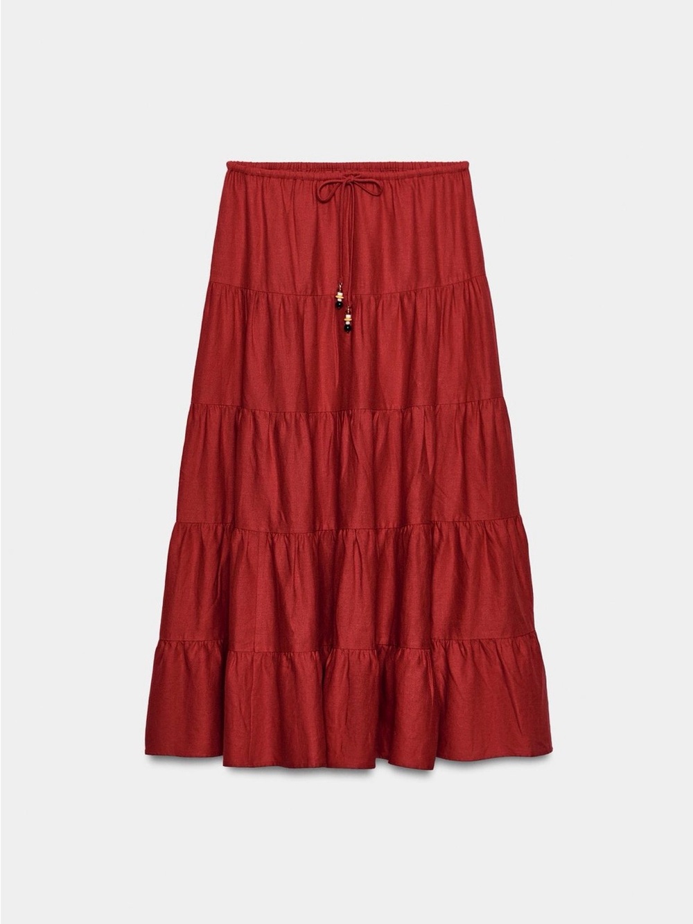 Zara Red Linen Halter Tiered Skirt Set - Picture 9 of 11
